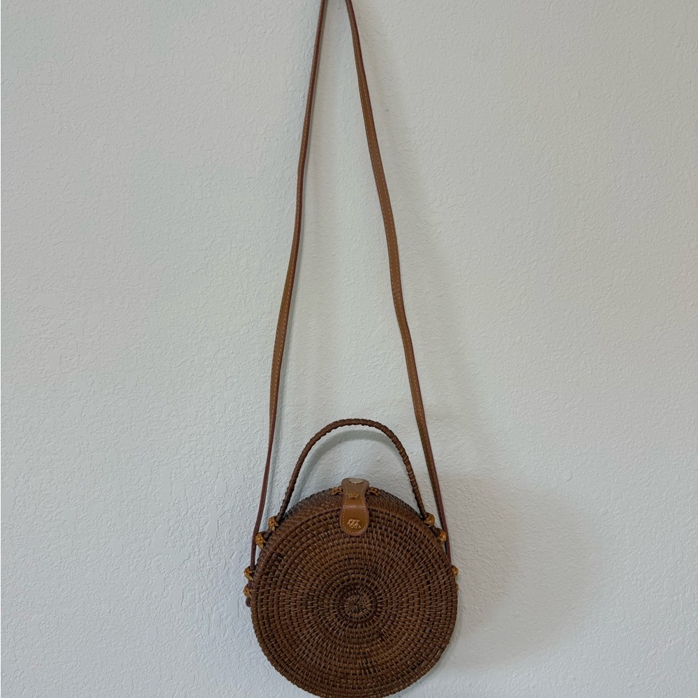 Brown Woven Crossbody Bag